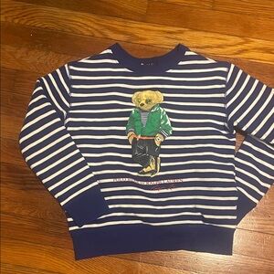 Polo Bear Striped Fleece Sweatshirt